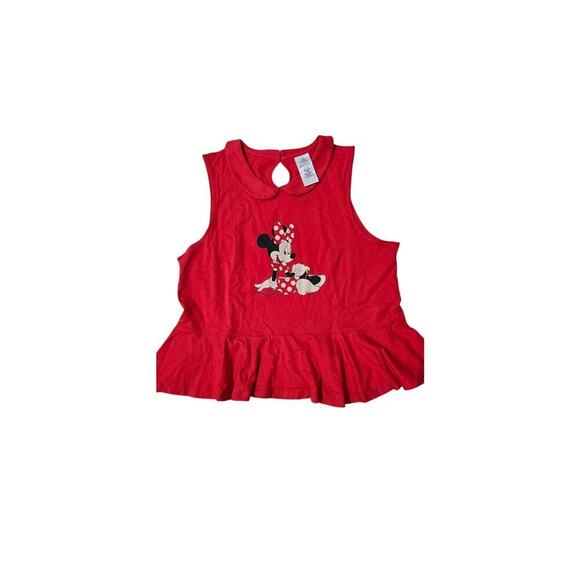 Disney Tops - Disney Minnie Mouse sleeveless peplum ruffle bottom Women's Top in Red Size XL